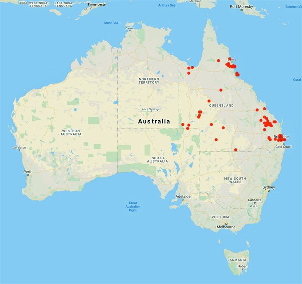 collecting locality map for 'Bancroft, T.L.'