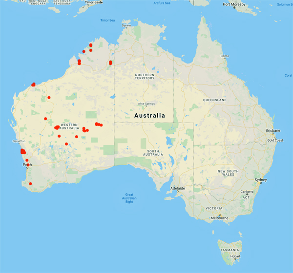 collecting locality map for 'Blackwell, M.I.'