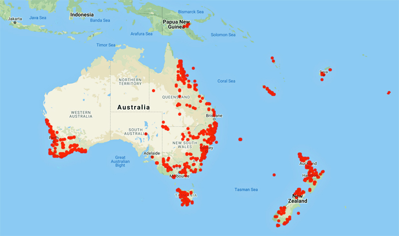 collecting locality map for 'Brown, E.A.'