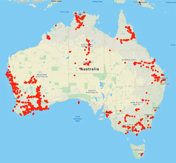 collecting locality map for 'Carr, S.G.M.'