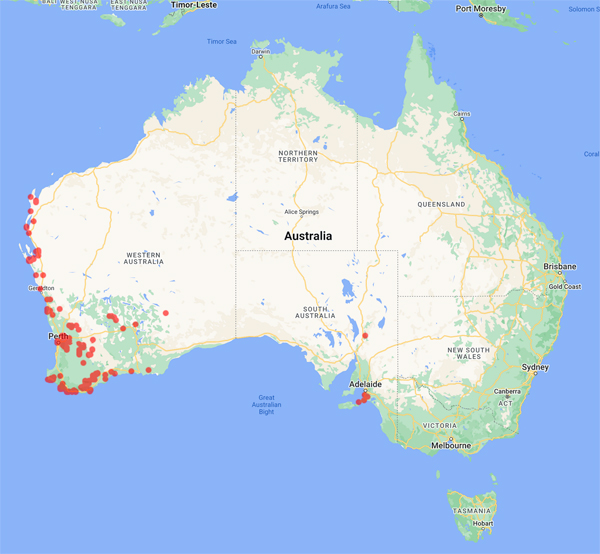 collecting locality map for 'Chapman, A.R.'