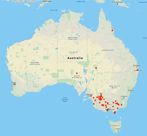 collecting locality map for 'Duigan, S.L.'