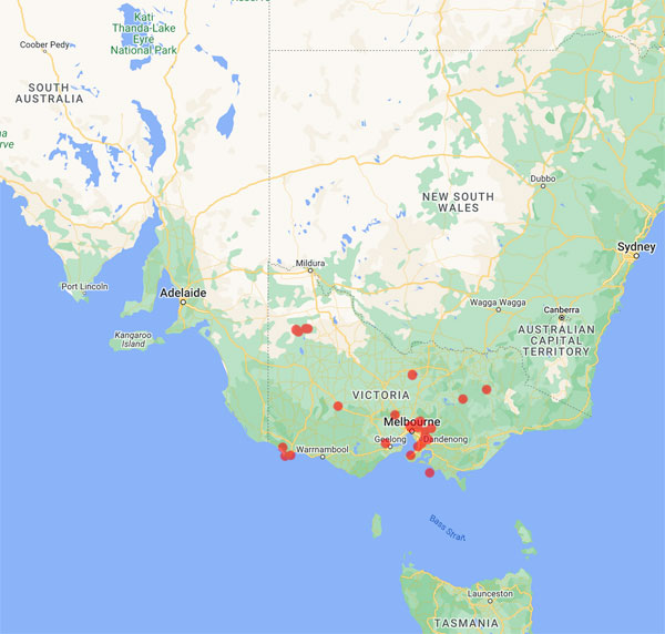 collecting locality map for 'Garnet, J.R.'