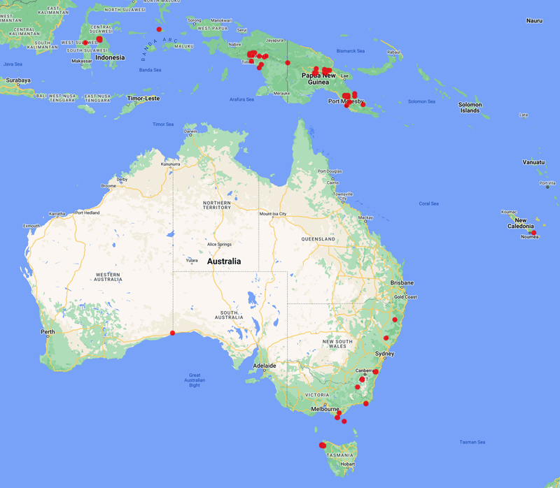 collecting locality map for 'Hope, G.'