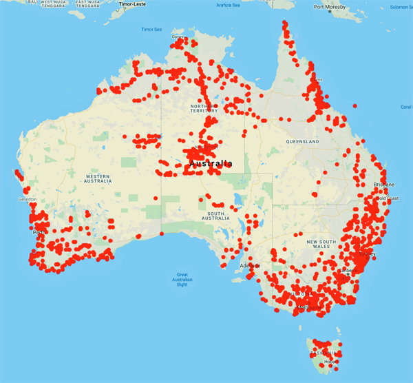 collecting locality map for 'Jobson, P.C.'