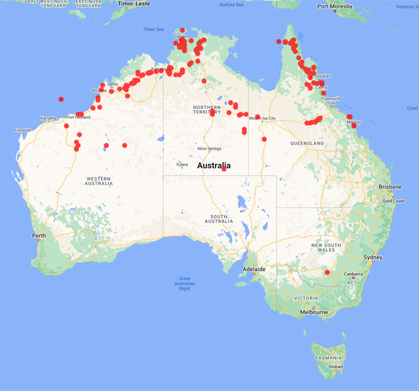 collecting locality map for 'Kerrigan, R.A.'