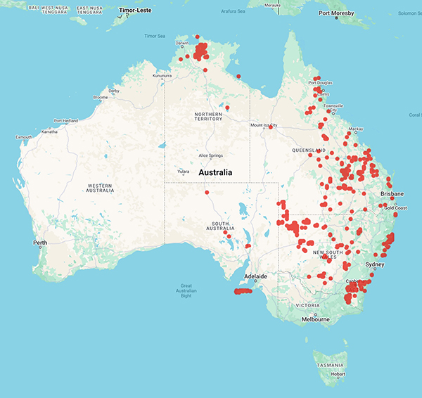 collecting locality map for 'Martensz, P.'