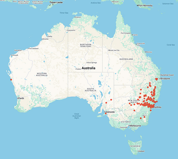 collecting locality map for 'Medd, R. and Medd, R.W.'