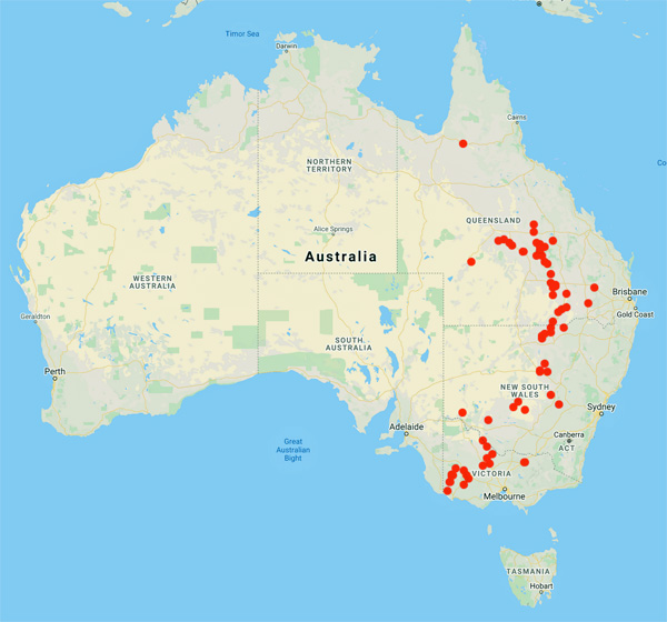 collecting locality map for 'Mitchell, T.L.'