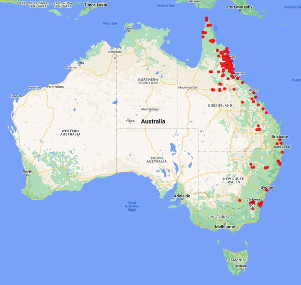 collecting locality map for 'Nicholson, D.I.'