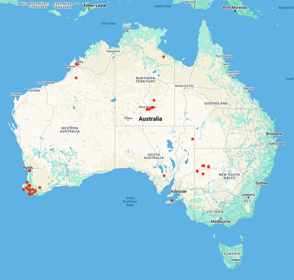 collecting locality map for 'Pulleine, R.H.'