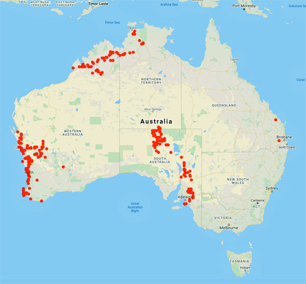 collecting locality map for 'Shaw, E.A.'