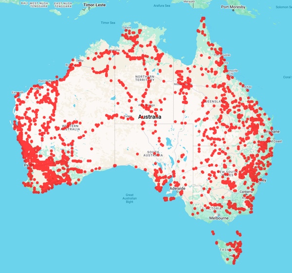 collecting locality map for 'Simmons, M.H.'