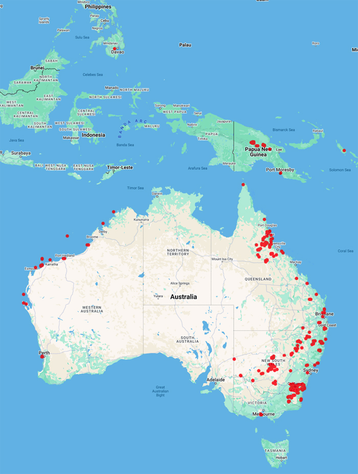 collecting locality map for 'Walker, D.'