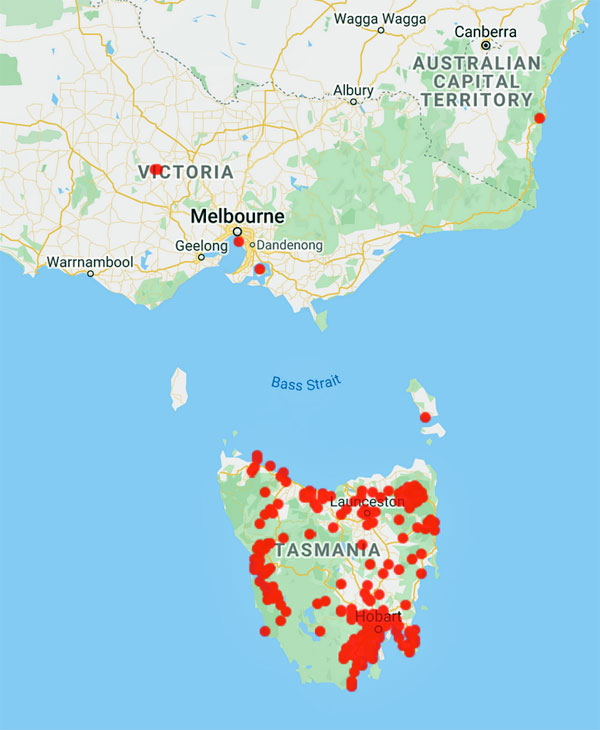 collecting locality map for 'Weymouth, W.A.'